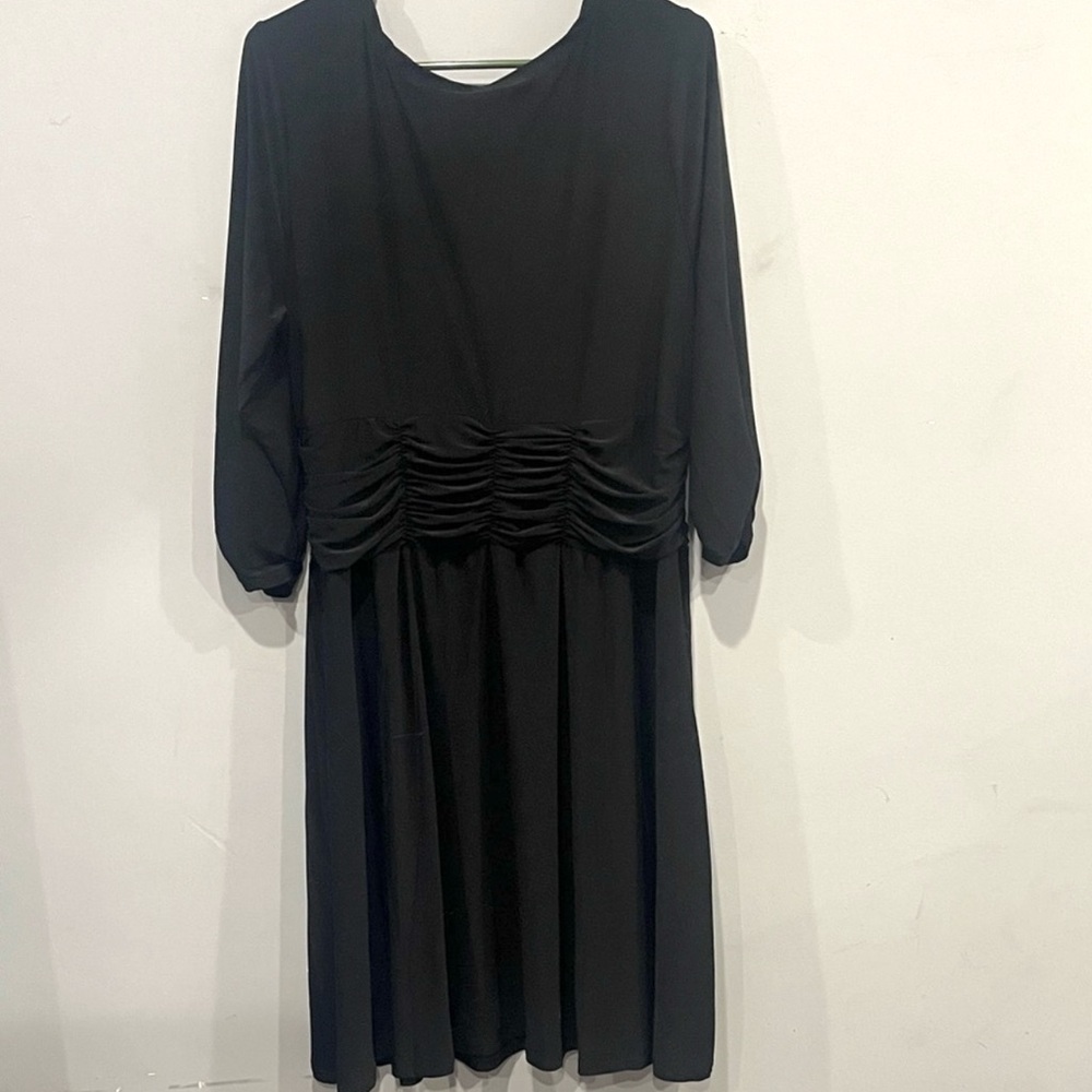 NY Collection Woman Black Formal V Neck Long Sleeve Dress Women’s Size 1X NWOT - Picture 9 of 11